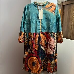 Green Buttoned Sundress with Mandarin Collar